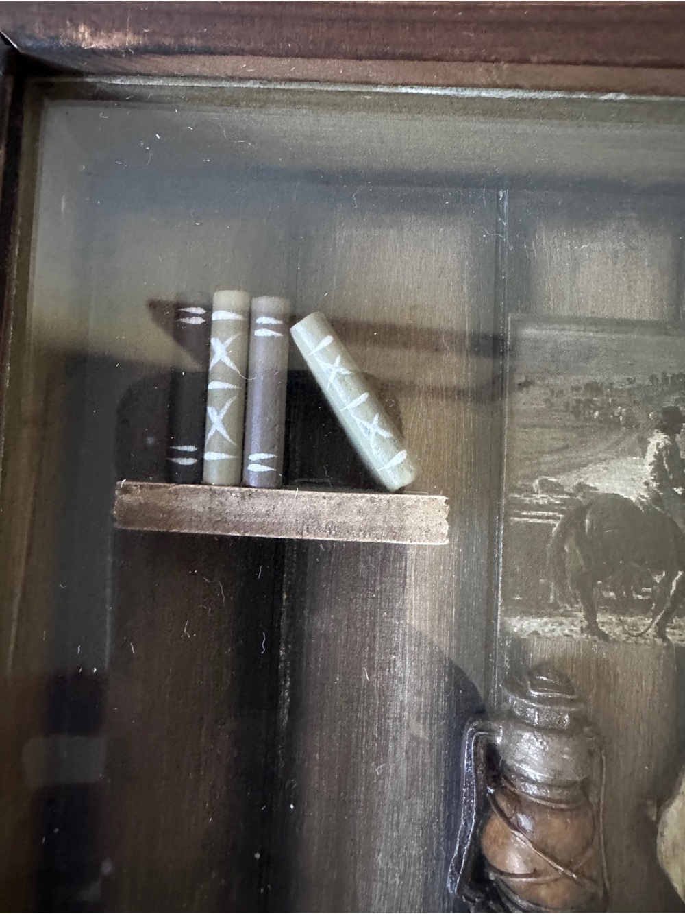 Vintage Western Cowboy Shadow Box 3D Wall Art Wooden Studded Frame Saddle Lasso - Picture 7 of 11